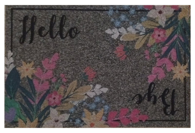 Πατάκι Εισόδου Dizas Graffiti Grey Flowers 60x40cm