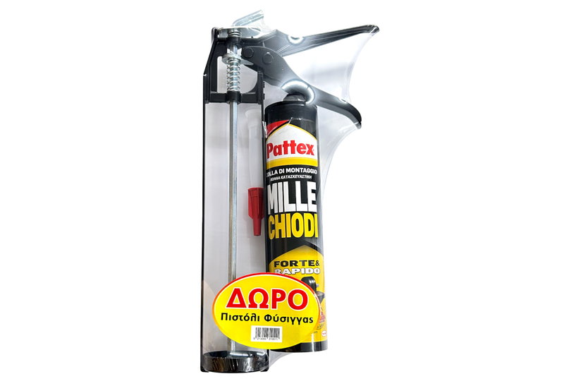Μονταζόκολλα Pattex Mille Chiodi 400gr Λευκή & Πιστόλι για Φύσιγγες