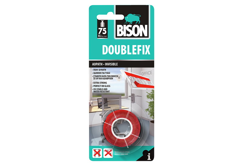 Ταινία Διπλής Όψεως Bison Fix Invisible 1.5m