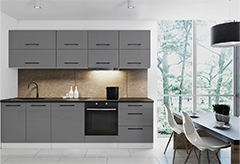 Έτοιμη Κουζίνα B&W Style Kim Shiny Grey Μ270xΠ60xΥ210cm με Πάγκο