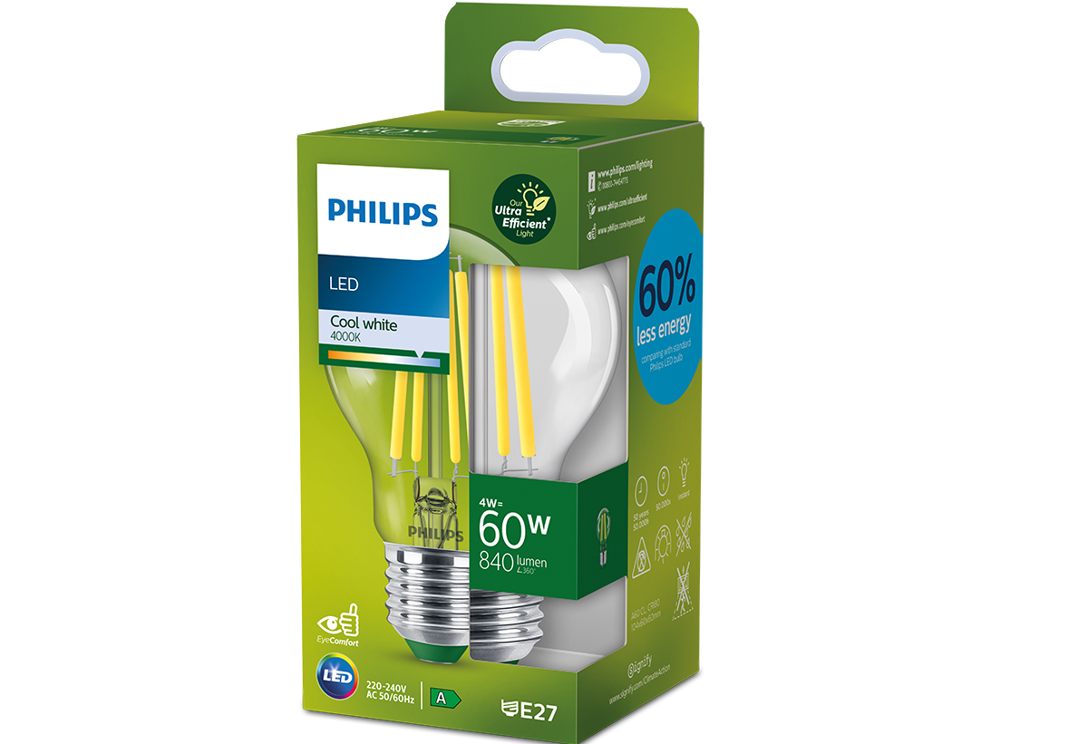 Philips Ultra Efficient Λαμπτήρας Led E27 4w 840lm 4000k Praktiker