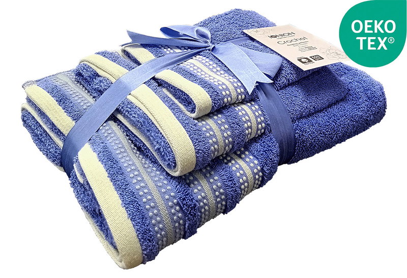 Σετ Πετσέτες Μπάνιου Ionion Crochet 3τμχ Indigo