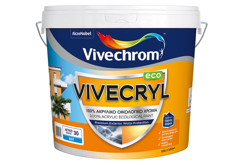 Χρώμα Ακρυλικό Vivechrom Vivecryl Eco Βάση TR 9.7lt
