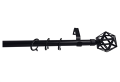 Κουρτινόβεργα Central Home Paris Επεκτεινόμενη Φ16/19mm 120/210cm Μαύρη Ματ