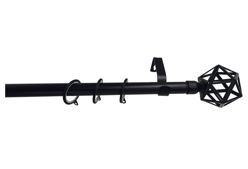 Κουρτινόβεργα Central Home Paris Επεκτεινόμενη Φ16/19mm 120/210cm Μαύρη Ματ