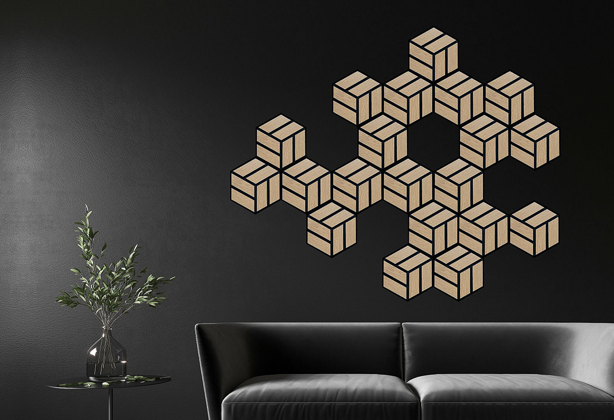 Ηχοαπορροφητικό Πάνελ Τοίχου MDF Hexago Eiche Δρυς Μ30xΠ26cm 19mm 0.18m²