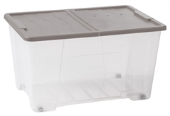 Κουτι Αποθήκευσης Πλαστικό Dea Home Masterbox Μ57xΠ39xΥ32cm 50lt Διάφανο/Γκρι με 4 Ρόδες