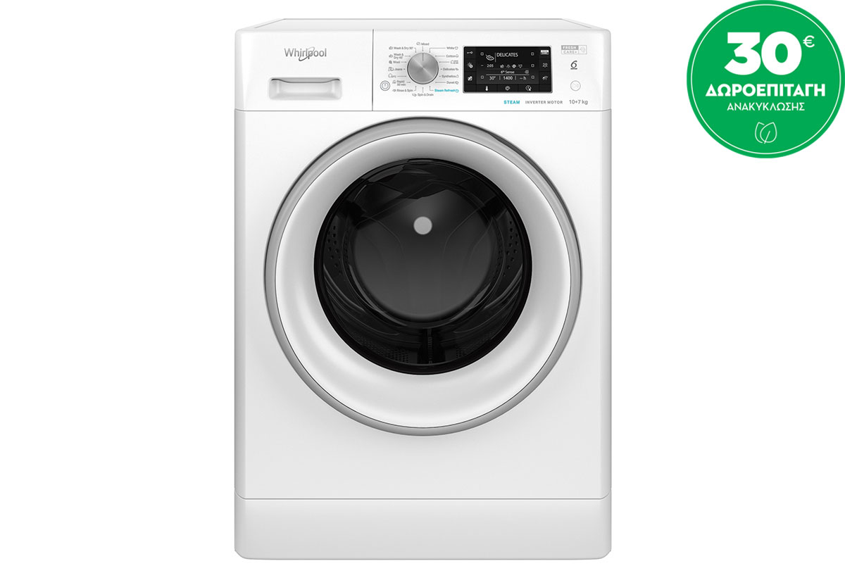 Whirlpool FFWDD 1076258 SV EE Πλυντήριο-Στεγνωτήριο 10kg/7kg