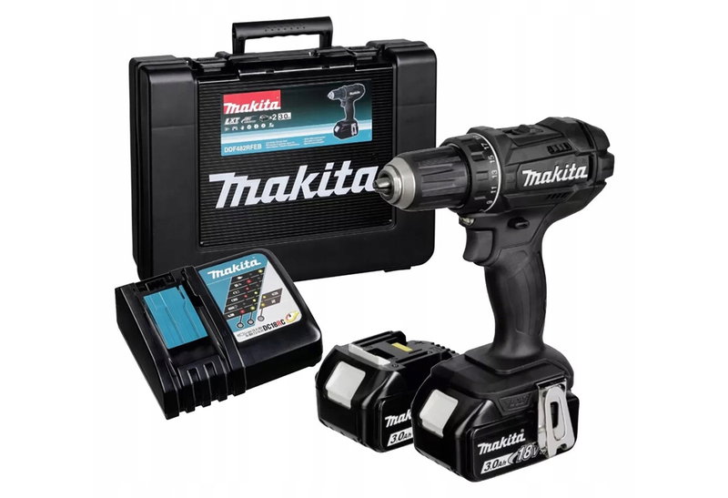 Σετ Makita DDF482RFEB Δραπανοκατσάβιδο& 2 Μπαταρίες 3.0Ah & Φορτιστής & Θήκη Μεταφοράς