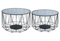 Σετ Τραπέζι Homefit Vidrio New Μαύρο Φ54x35cm Φ60x40cm 2τμχ