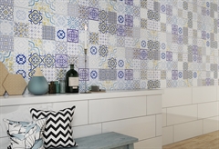 Ντεκόρ Τοίχου Κεραμικό Whites Patchwork 25x75cm Μπλε