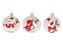 Χριστουγεννιάτικη Μπάλα Γυάλινη με Glitter 8cm σε Διάφορα Σχέδια