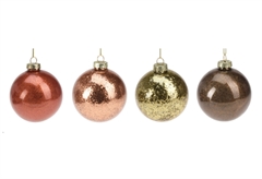 Χριστουγεννιάτικη Μπάλα Γυάλινη με Glitter Φ.8cm σε Διάφορες Αποχρώσεις