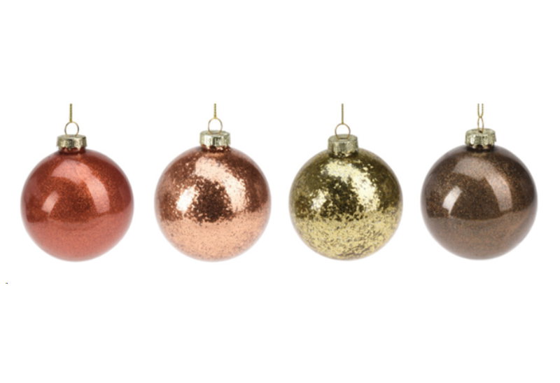 Χριστουγεννιάτικη Μπάλα Γυάλινη με Glitter Φ.8cm σε Διάφορες Αποχρώσεις