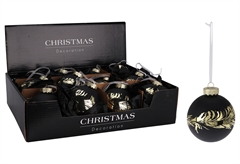 Χριστουγεννιάτικη Μπάλα Γυάλινη 8cm Μάυρη σε Διάφορα Σχέδια