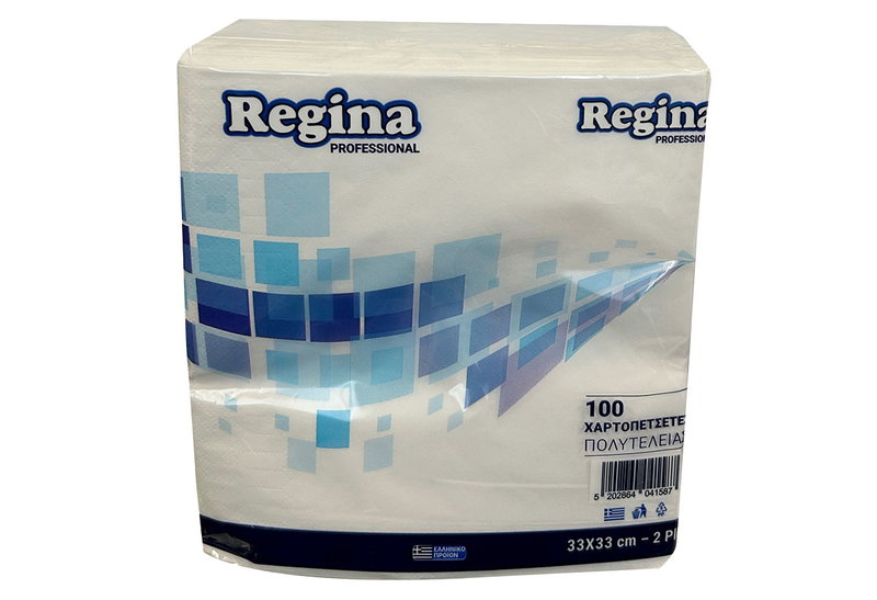 Χαρτοπετσέτες Πολυτελείας Regina 33x33cm 100 Φύλλα Λευκές