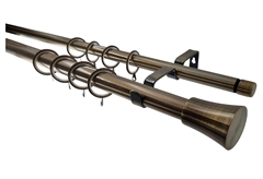 Κουρτινόβεργα Central Home Bergamo Επεκτεινόμενη Διπλή Φ22/25mm Φ16/19mm 160/300cm Μπρονζέ