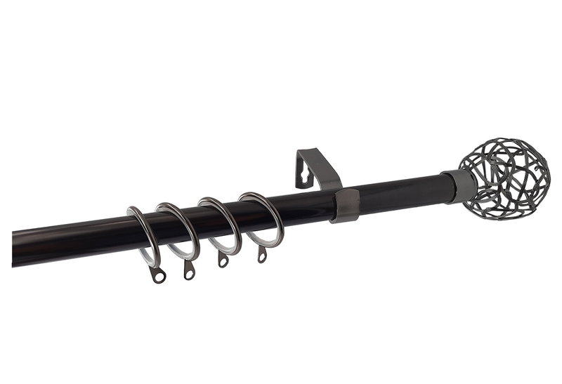 Κουρτινόβεργα Central Home Florence Επεκτεινόμενη Φ16/19mm 120/210cm Μαύρη/Νίκελ