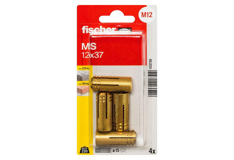 Βύσμα Fischer Μπρούτζινο 12x37mm 4τμχ