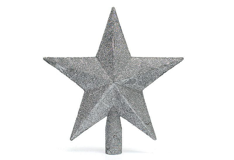 Χριστουγεννιάτικη Κορυφή Δέντρου Glitter Ασημί 20cm