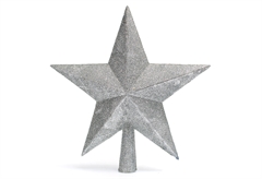 Χριστουγεννιάτικη Κορυφή Δέντρου Glitter Ασημί 25cm