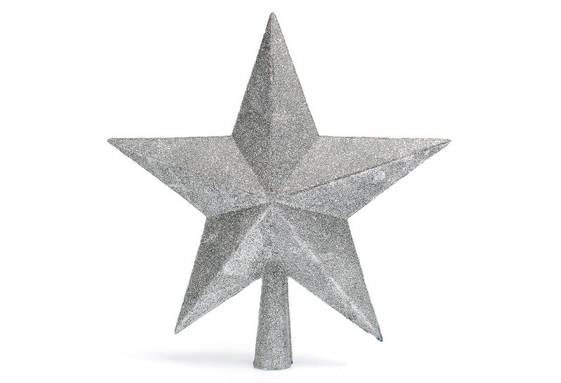 Χριστουγεννιάτικη Κορυφή Δέντρου Glitter Ασημί 25cm