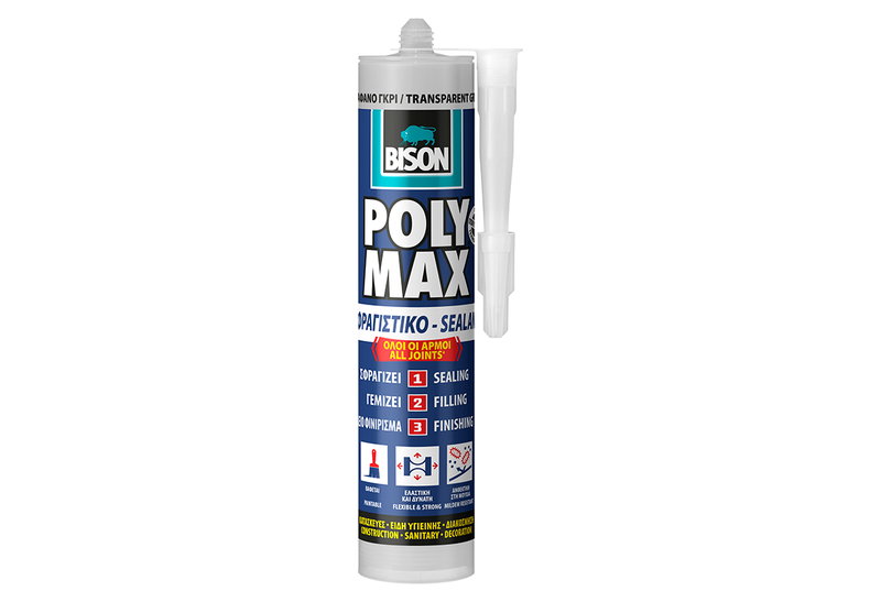 Σφραγιστικό Πολυμέρες Bison Polymax 280ml Διάφανο/Γκρι