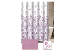 Σετ Κουρτίνα & Ταπέτο Μπάνιου Ionion Lilac Flower