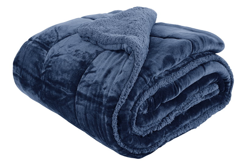 Κουβερτοπάπλωμα Μονό Ionion Flannel Sherpa 230x160cm Dark Blue