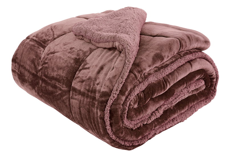 Κουβερτοπάπλωμα Διπλό Ionion Flannel Sherpa 240x220cm Dusty Rose