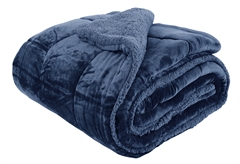 Κουβερτοπάπλωμα Διπλό Ionion Flannel Sherpa 240x220cm Dark Blue