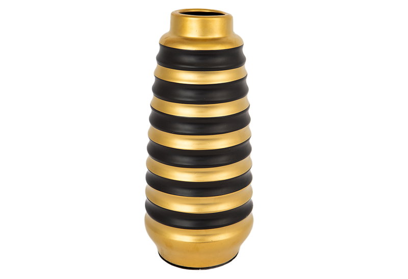 Βάζο Κεραμικό Eurolamp Μαύρο & Χρυσό Μ13.5xΠ13.5xΥ30.5cm