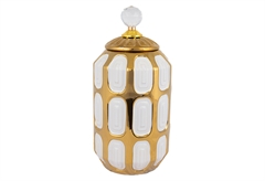 Βάζο Κεραμικό Eurolamp Χρυσό/Λευκό Μ15xΠ15xΥ25.3cm