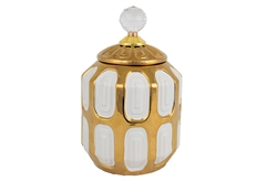 Βάζο Κεραμικό Eurolamp Χρυσό/Λευκό Μ15xΠ15xΥ18.2cm