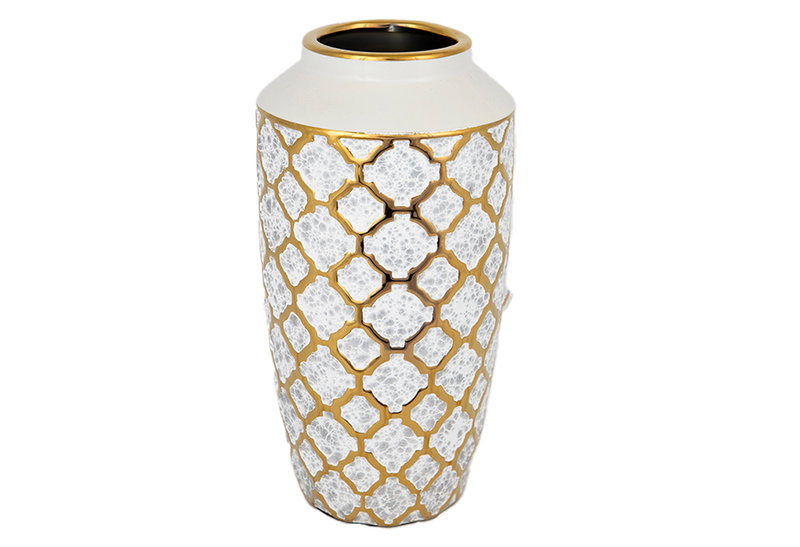 Βάζο Κεραμικό Eurolamp Χρυσό/Λευκό Μ13xΠ13xΥ25cm