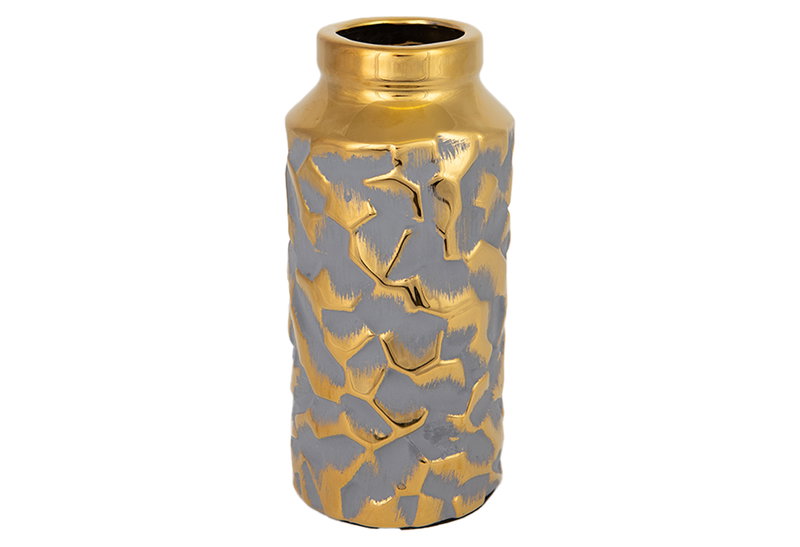 Βάζο Κεραμικό Eurolamp Χρυσό/Λευκό Μ12.5xΠ12.5xΥ27.5cm
