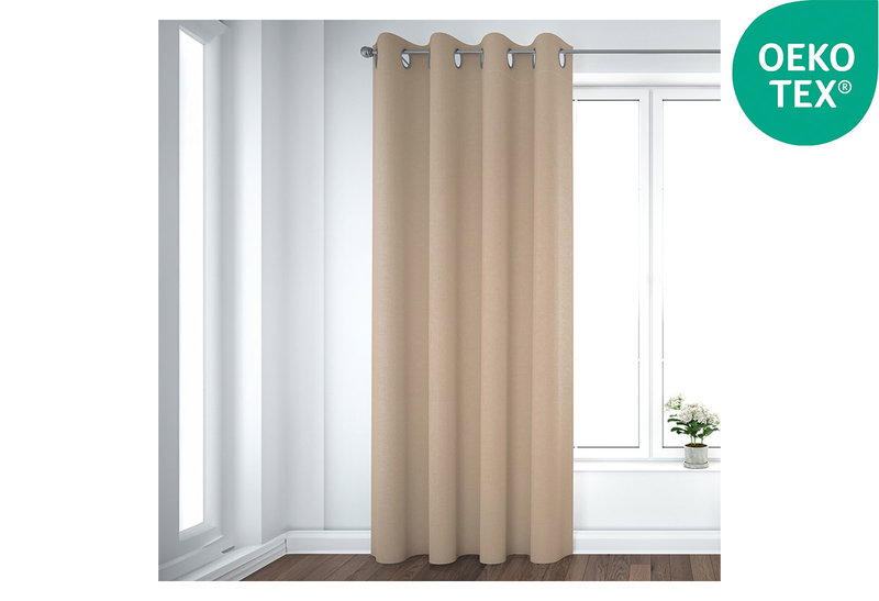 Κουρτίνα Zakartex 260x140cm Solid Beige με Τρουκς
