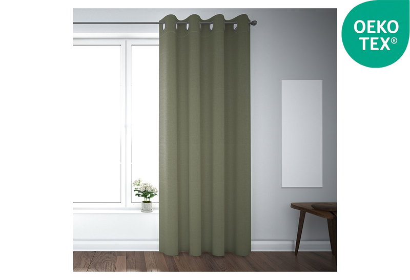 Κουρτίνα Zakartex 260x140cm Solid Dark Khaki με Τρουκς