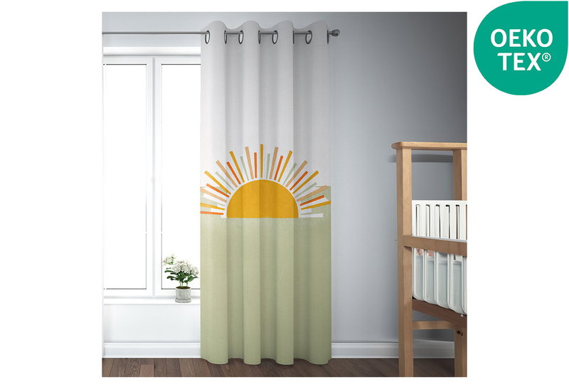 Κουρτίνα Zakartex Half Sun Kids 280x150cm Λευκό/Πράσινο με Τρουκς