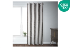 Κουρτίνα Zakartex Stripes 280x150cm Εκρού/Γκρι με Τρουκς