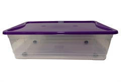 Κουτί Αποθήκευσης Πλαστικό Budget Μ53.2xΠ34.6xY19.4cm 25lt Διάφανο/Μωβ με Ρόδες