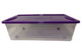 Κουτί Αποθήκευσης Πλαστικό Budget Μ53.2xΠ34.6xY19.4cm 25lt Διάφανο/Μωβ με Ρόδες