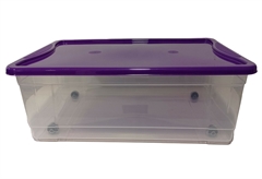 Κουτί Αποθήκευσης Πλαστικό Budget Μ75.8xΠ45.8xY19.4cm 50lt Διάφανο/Μωβ με Ρόδες