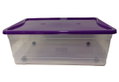 Κουτί Αποθήκευσης Πλαστικό Budget Μ75.8xΠ45.8xY19.4cm 50lt Διάφανο/Μωβ με Ρόδες