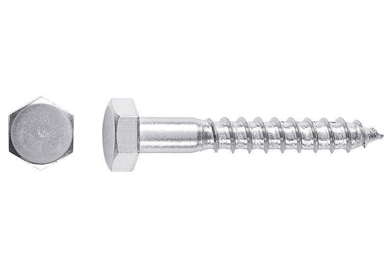 Ξυλόβιδα Inox LUX HEX Φ5x50mm Ασημί 4τμχ