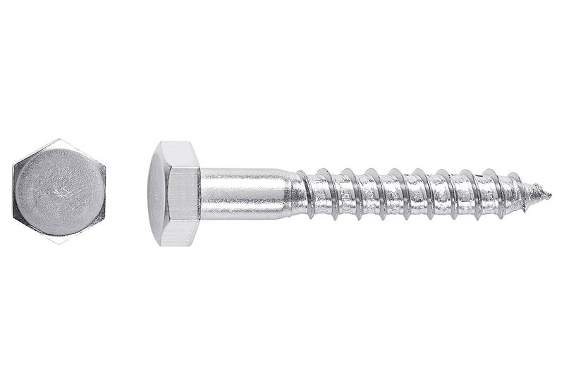 Ξυλόβιδα Inox LUX HEX Φ10x60mm Ασημί 2τμχ