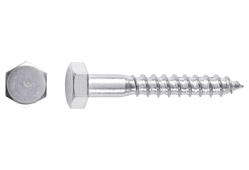 Ξυλόβιδα Inox LUX HEX Φ10x50mm Ασημί 2τμχ
