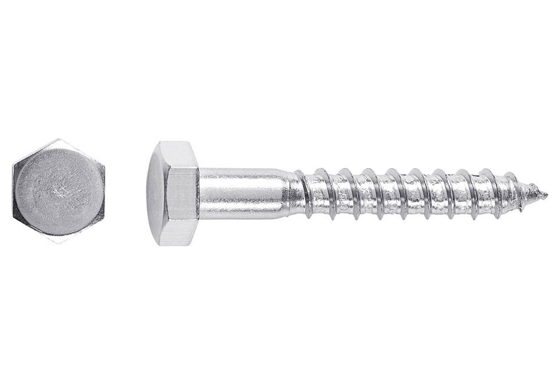 Ξυλόβιδα Inox LUX HEX Φ6x40mm Ασημί 50τμχ