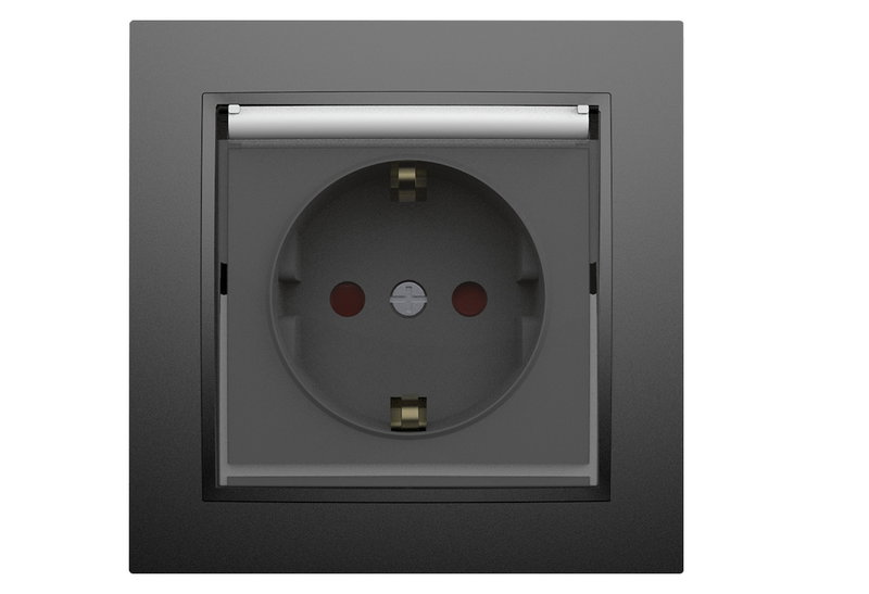 Πρίζα Σούκο με Καπάκι 16A IlluminON Alfa Μαύρη