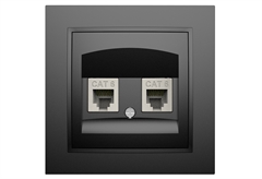 Πρίζα Δικτύου Διπλή RJ 45 Cat 6 IlluminON Alfa Μαύρη